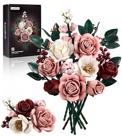 Millionspring Rosa Rosenstrauß-Bausatz, Rosa Künstliche Rosen, Geschenke für Ihn Sie zur Valentinstag, Hochzeit, zum Jahrestag, Ruhestand, Muttertag, Weihnachten, Heimdekoration