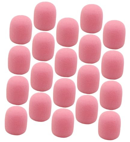DEARMAMY 20Pcs Pink Microphone Windscreen Sponge Covers for Lapel Headset Mic Dust Protection Practical Mic Accessories for Lavalier and Handheld Microphones