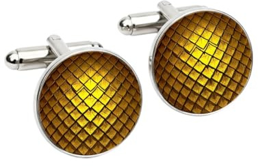 Gold Dragon Scale Cufflinks | Yellow Dragon Egg Fantasy Gift for RPG, Film & Book Fans | Mythical Reptile Scale Design | Unique Groomsmen & Wedding Accessory in Gift Box