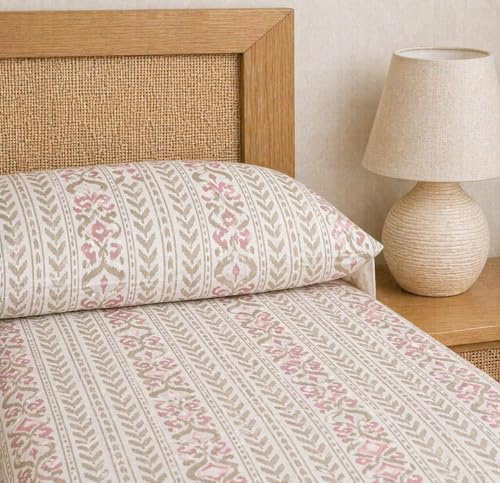 TRAMAS+ Sábanas 100% Algodón, Suave y Traspirable, Juego de sábanas 3 Piezas, Sábana Bajera Ajustable, Encimera, 1/2 Fundas de Almohada - Cama 90, Beduino, Rosette