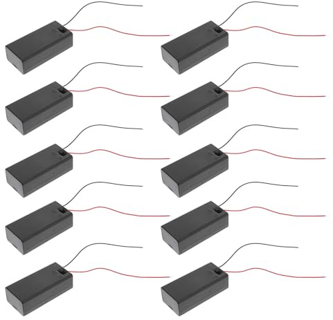 OHPHCALL Boîtier pour Pile 9v Noir avec Interrupteur, Support de Batterie 6f22 en Plastique, Prêt à l'emploi avec Vis, Lot de 10 Pièces pour DIY et Éclairage LED