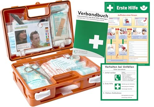 Erste-Hilfe-Koffer aktuelle DIN 13157 für Betriebe + Aushang/Aufkleber + Verbandbuch