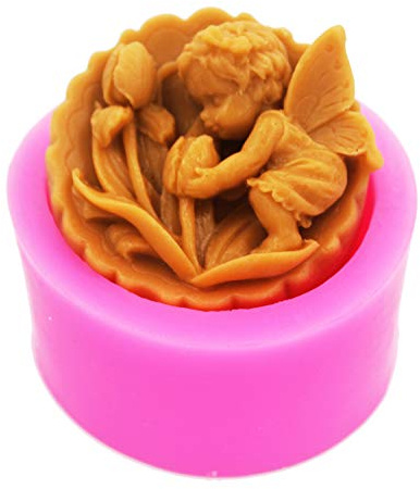LC N452 Silikonform mit Baby-Engel- und Blumenmotiv für Seifen oder selbstgemachte Kerzen