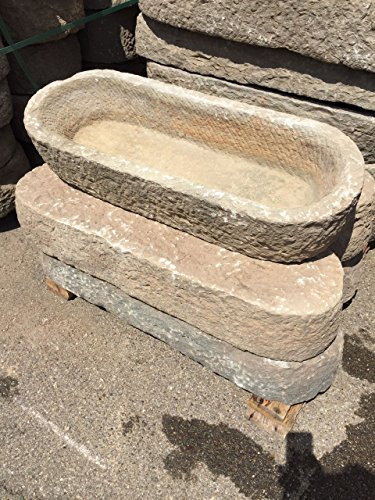 Biscottini Macetas de exterior grandes de piedra - Jardineras de exterior grandes artesanales - Macetas de piedra para ambientes exteriores - Decoración para el jardín