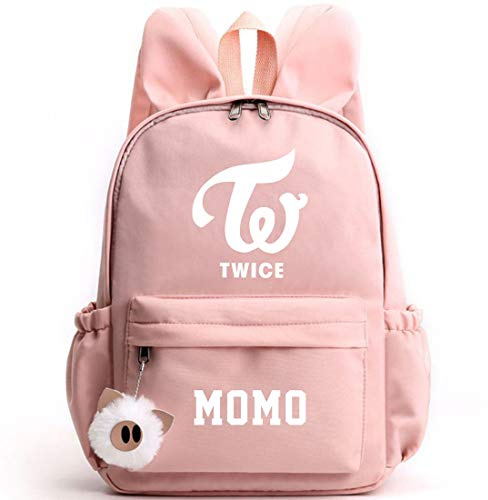 Twice Mochila con Orejas de Conejo KPOP Bolsa de Regalo Mercancía Bolsa para Computadora Portátil Escuela Mochila de Viaje Escuela Bolsas de Lona NAYEON Momo Sana JIHYO Mina DAHYUN TZUYU