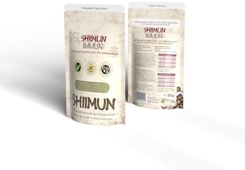 Bellfor Shiimun Immun Hunde Nahrungsergänzungsmittel, Ergänzungsfuttermittel mit Shiitake, Bierhefe, Spirulina, Kurkuma zur Unterstützung der natürlichen Abwehrkräfte, 50 g