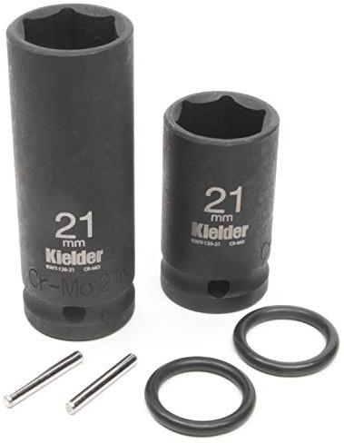 Kielder KWT-1256-PO2 1/2 21mm Scaffolding Impact Sockets (52mm & 80mm Long) with Pin & O-Ring (2 Pack)