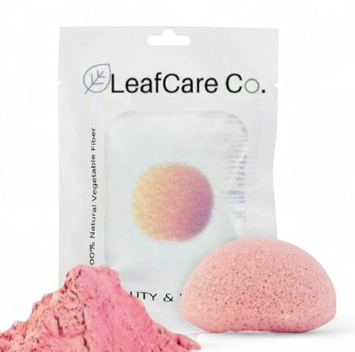 Konjac Facial Sponge - Pink Clay- for Sensitive Skin - Ultra Soft exfoliant Biodegradable - Premium