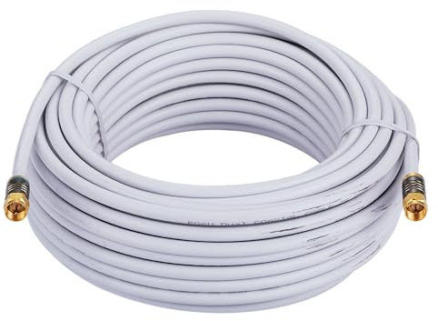 Cables Direct Online 15M White RG6 Coax Cable Dual Shield Outdoor/Indoor Coaxial BNC Extension Wire For Satellite Dish Cable TV Antenna