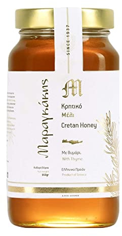 Maragkakis Family Thymianhonig Kreta Griechenland Sortenrein – Naturrein Kaltgeschleudert Aromatisch Würzig – Traditionelle Imkerei 1937 Premium Bienenhonig Großes Vorratsglas 950g