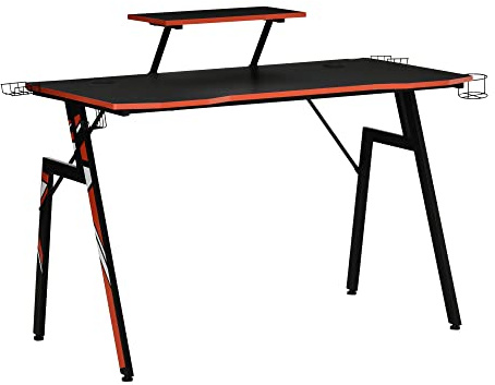 HOMCOM Mesa Gaming para Computadora PC Ergonómica 120x60x94,5 cm Negro