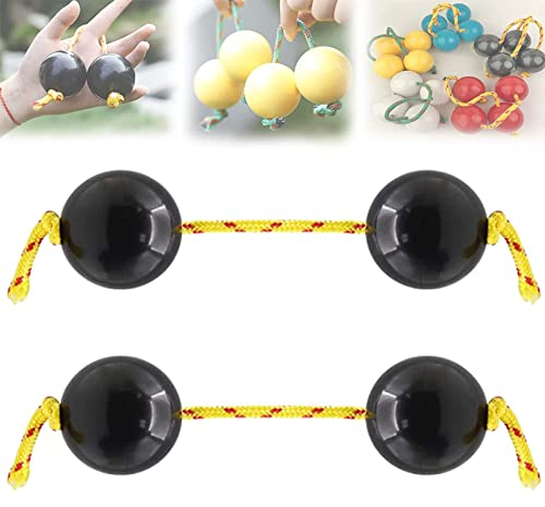 2 Paar Aslatuas Rhythmic Ball, Kashaka Music Egg Shaker, Double Gourd Percussion, ABS Hand Shaker Balls Kashaka Instrument, African Shaker Rattle (Schwarz)