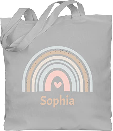 Geschenk mit Namen personalisiert by Shirtracer - Baumwolltasche - Boho - Regenbogen Farbbogen Himmelsbogen Rainbow