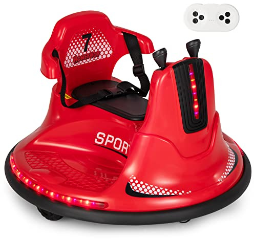 DREAMADE Autoscooter Kinder mit 2,4 GHz Fernbedienung, 6V Elektroauto mit 2 Fahrmodi, Musik und LED-Leuchten, Fahrzeug Elektrisch für Kinder ab 3 Jahre bis 30 kg (Rot)