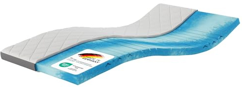 MSS e.K. Karo Gel 7 Zonen Premium Matratzentopper 180x200 cm, Topper aus Gelschaum, rutschfeste Memory Foam Bettauflage mit atmungsaktivem Bezug, weiche Matratzenauflage 180 x 200 x 8 cm