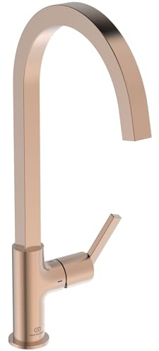 Ideal Standard – Gusto Miscelatore cucina, Bocca alta squadrata, con cartuccia FirmaFlow, bocca girevole a 360°, facile da installare con fissaggio EasyFix+, Sunset Rose