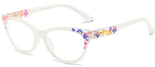 Lanomi Lesebrille Blaulichtfilter Damen Blumen Sehhilfe Lesehilfe Katzenauge Anti Blaulicht Brille 1.0 1.5 2.0 2.5 3.0 3.5 4.0