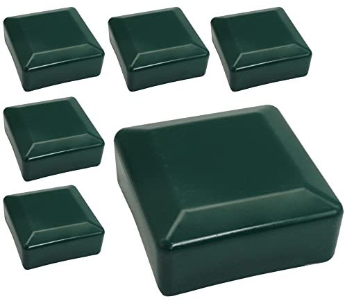 SKIR'CO Lot de 6 caches de poteau de clôture carrés en plastique vert 80 x 80 mm pour poteaux de clôture, vert mousse RAL 6005