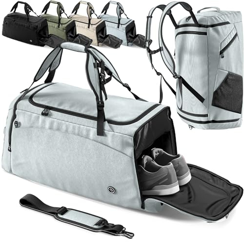 Sporttasche Trainingstasche + Rucksack-Funktion, Schuhfach, Nassfach | 40/60L Reisetasche Schwimmtasche Fitnesstasche Sport Gym Fitness Umhängetasche Handgepäck Weekender Bag Reise Tasche Herren Damen