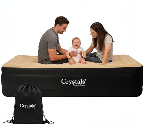 DENNY Double High Raised Airbed Inflatable Mattress, Waterproof Camping Mattress Air Bed, Quick Inflatable Air Mattress for Adults & Kids, Blow Up Mattress Air Bed with Built-In Electric Pump