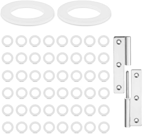 Brelet 50 Stück Kunststoff Zimmertüren Unterlegscheiben，Spezial Fitschenringe aus Kunststoff 10mm x 16mm x 1mm Montageringe Ohne Abriebspuren für Standard Zimmertüren