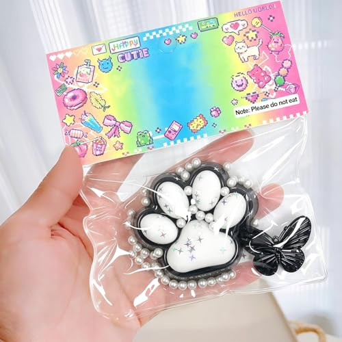 Cat Paw Squeeze Toy, Squishy Katzenpfote, Katzenkralle Quetschspielzeug | Mini Plüsch Katze Pfote, Cute Soft Cat Paw Squeeze Toys, Entspannung für Kinder, Mädchen Jungen (Schwarz)