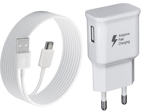 Chargeur USB Rapide avec Câble USB C 2M pour Samsung Galaxy S21 S20 S10 S9 S8 Plus A13 A14 A15 A20 A23 A25 A33 A34 A35 A40 A52 A53 A54 A55 M54 M53 M34 M33 M14 M52, Xiaomi, Redmi, Chargeur Type C