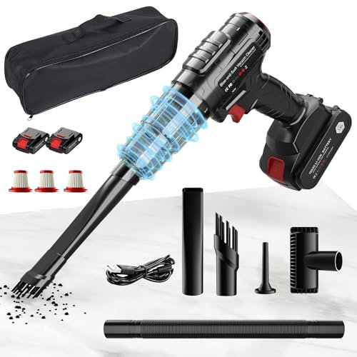 Aolawco Aspirapolvere portatile per auto con 2 batterie, 13000Pa 3 in 1 Potente Aspirapolvere senza fili, Tyep-C Ricaricabile Doppio Strato Filtrazione Ricaricabile Mini Aspirapolvere Portatile