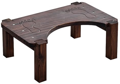 Lvjkes Toilettenhocker, Toilettenhocker Erwachsene, Toilettenhocker Holz, Mit 4 Stück Stumm Anti-Rutsch-Pads, Bequemer Hockhilfe-Hocker für Kinder, 40 x 27.5 x 15 cm (Kohlefarbe)