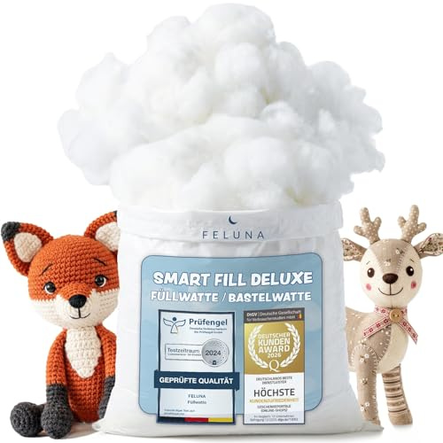 FELUNA® Füllwatte 0,5 kg waschbar Flauschiges Füllmaterial für Kissen | Kein Verklumpen, extrem formstabile Polyester Bastelwatte, für Häkeltiere & Amigurumi, 500g Stopfwatte, allergikergeeignet