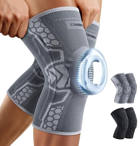 CAMBIVO Rodilleras Menisco y Ligamento x2, Rodilleras Gym, Rodillera Rotuliana, Rodillera Deportiva con Almohadillas de Gel y Estabilizadores Laterales, para Artrosis, Baloncesto, Voleibol, Running