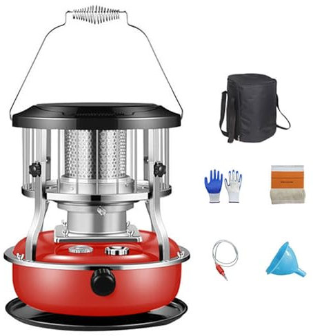 Calentador de queroseno para interiores – Calentador de parafina ajustable con mecha, dura de 16 a 20 horas, perfecto para acampar, calentar agua y cocinar