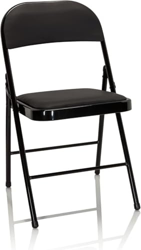 OCEANO Klapphocker aus MDF-Holz, Metallstruktur, ideal für Küche, Wohnzimmer, Terrasse, Balkon, Veranda, Garten, zusammenklappbar, platzsparend (Kunstleder-Stuhl)