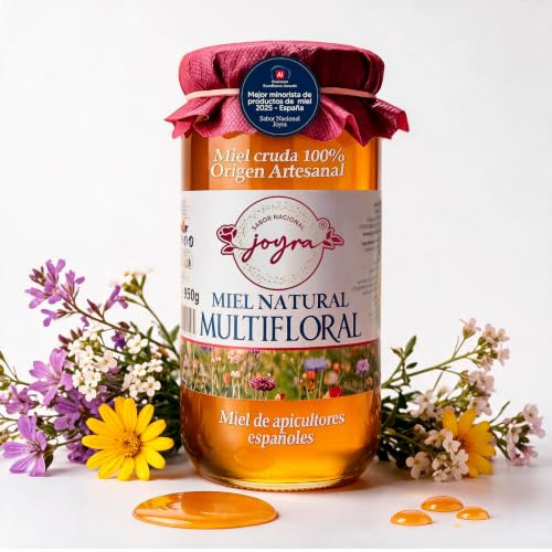 Miel Cruda Multifloral 950 g, 100% Pura de Abeja, Natural sin Pasteurizar | Origen español, sabor equilibrado y suave; sin aditivos, conserva polen, enzimas y antioxidantes