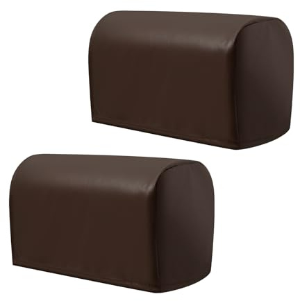 GUIJZSLTRG 2Pcs PU Leather Sofa Armrest Covers Scratch Resistant Soft Couch Stretchy Protectors Chair Slipcover Waterproof Arm Caps Slipcover Protector for Home Couch(Coffee)