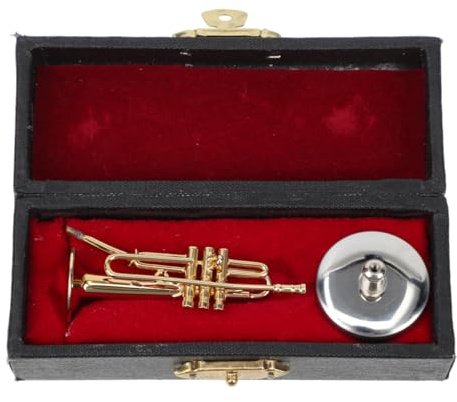VALICLUD Drehbares Kupfer Mini Trompete Modell Mit Stabilem Ständer Dekoratives Musikinstrument Für Büro Wohnzimmer Und Geschenk