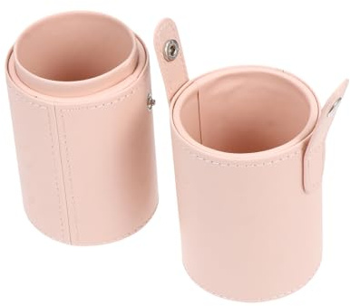 PACKOVE Makeup Brush Bucket Pu Cosmetic Storage Box for Makeup Brushes Holder Organizer Lid for Countertop Use