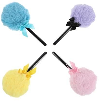 VICASKY Borla de polvo de 4 piezas: borla de maquillaje esponjosa, terciopelo suave, suelta para cosméticos faciales, para contornear bases, herramienta de belleza portátil