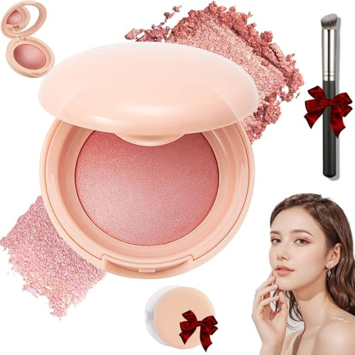 Fard À Joues Illuminant Cuit, Poudre Blush Lumineuse - Formule Multi-usages, Blush Lumineux En Une Seule Touche, Fini Naturel, Couleur Modulable, Contouring Et Illuminateur (05#)