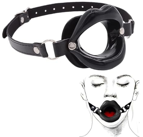 Apribocca Sadomaso, Ball Gag a Forma di Labbra Rosse, Apri Bocca Sessuale con Chiusura Dietro la Nuca