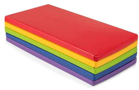 COSTWAY Set med 5 Gymnastikmattor för Barn, 120 x 60 cm, Mjuk Färgglad Golvmatta av Konstläder, Bärbar och Stapelbar Sportmatta, Barnmadrass för Hem och Dagis
