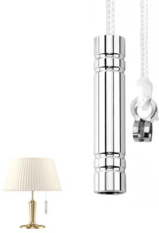 KDRNXVAL 1PC Bathroom Light Pull Cord Handle, Metal Rust-Proof Pull Switch with 1.5m Long String, Cylinder Light Pull Handle for Bathroom Ceiling Lights Fans Blinds (Silver)