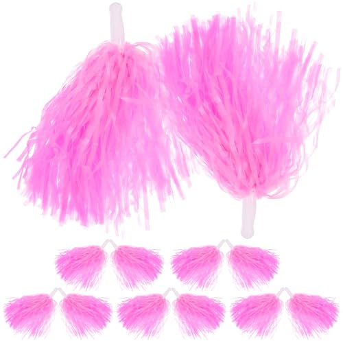 Abaodam Pompons de Cheerleading en Plastique PE, 12 Pièces Rose 30g Poignée, Accessoires Légers et Résistants pour Équipes de Supporters, Danse et Encouragement Sportif