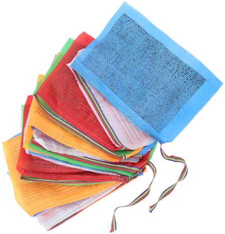 ARTSEWPLY Bunte Tibetische Gebetsfahnen 20 Flaggen 28X35cm Seidenstoff 7m lang für Buddhistische Verehrung und Gartendekoration im Freien