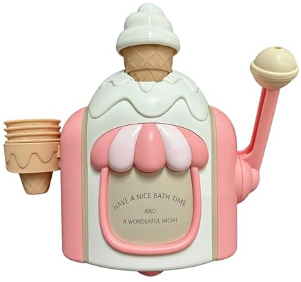 Bubble Ice Cream Machine Bath Toy Interactive High Suction Ices Creams Foam Machine, Bathtub Shower Play Water Toys Ice Cream Bubble Foam Maker for Boys Girls Bathroom Tub Shower (Pink)