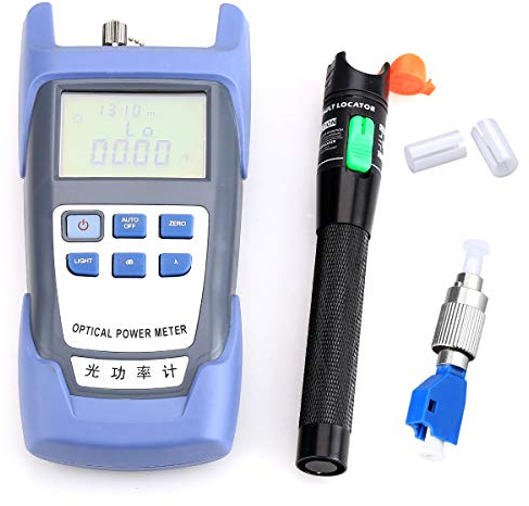 30KM Fiber Optical Power Meter with Aluminum Visual Fault Locator FC-LC Adapter Fiber Optic Cable Tester Checker Test Tool for CATV Telecommunications Engineering Maintenance