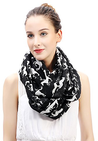 Lina & Lily tubhalsduk loop sjal scarf med hästar (Svart)