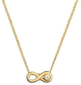 Elli DIAMONDS Halskette Damen Infinity Ewig mit Diamant (0.015 ct.) in 585 Gelbgold