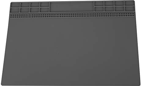 350MM × 250MM Gran Soldadura Estera Almohadilla de Silicona 500 ℃ Aislamiento Térmico Estación de Trabajo Almohadilla para BGA Soldador Electrónica PC Smartphones Plataforma de Mantenimiento (Gris)