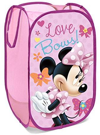 SUPERDIVER - Faltbarer Minnie Maus-Korb - Offizielle Disney-Lizenz - Ideal zur Aufbewahrung von Spielzeug und Kleidung - 36x36x58 cm - Leicht und kompakt - Perfekt für Kinder.